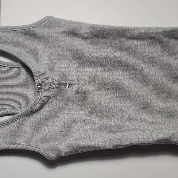 GUESS JEANS Gray Sleeveless Ribbed Tank  Top With Jewels Racerback Style Size M - Picture 6 of 11
